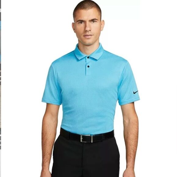 Nike Dri-FIT Tour Golf Polo Shirt Blue Lightweight - Picture 1 of 10